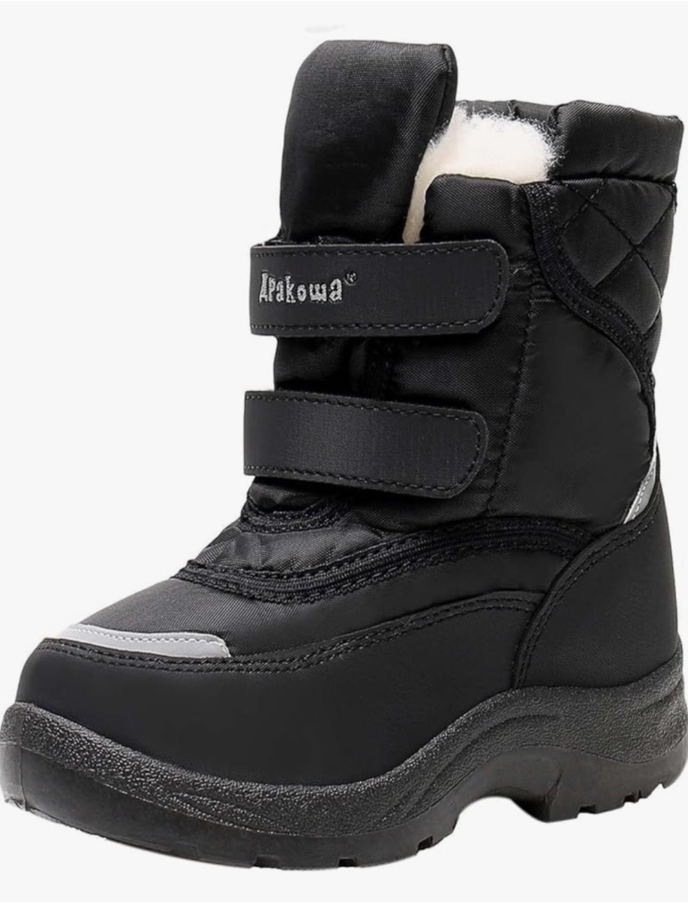 Apakowa Kids Black Winter Boots with Warm Lining